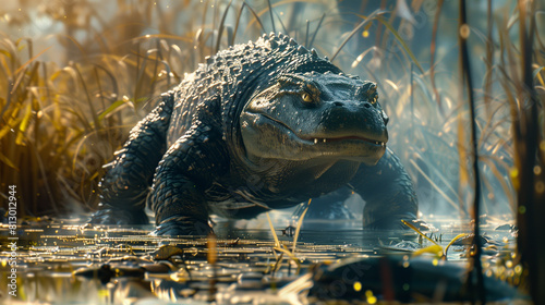 Alligator Lurking in the Swamp photo