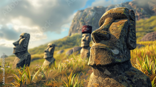 Moai Statues on Easter Island photo