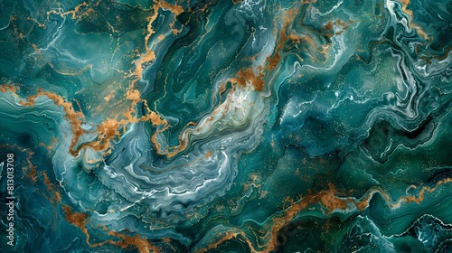 Luxurious Emerald and Sapphire Marble Tile Design with Swirling Patterns for Artistic Backdrops and Avant-Garde Flooring