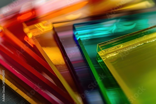 close-up view of a plastic pieces color samples,  showing different colors of the material