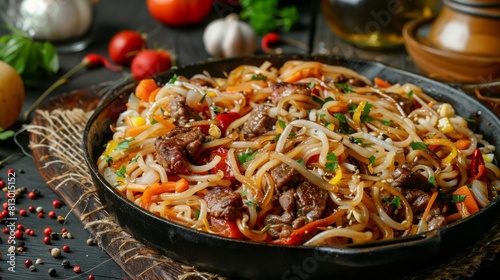 The cuisine of Kazakhstan. Datelman (Dungan noodles). 