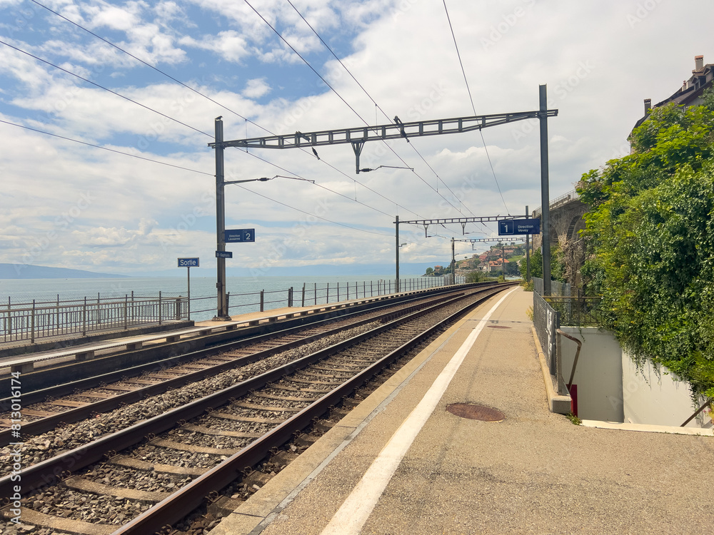 Fototapeta premium railway station near lake