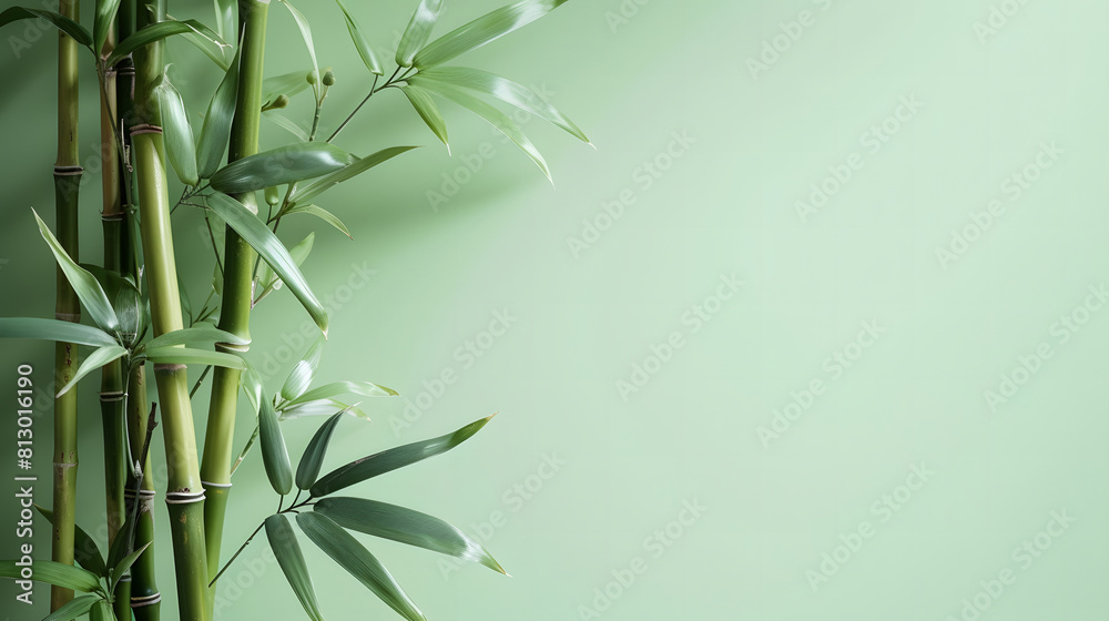 Calm bamboo plant on a light green canvas, perfect for adding text or graphics Calm bamboo plant on a light green canvas, perfect for adding text or graphics