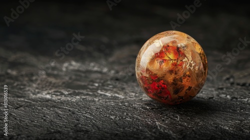 Artifact of the ancient Phoenician culture, a few centimeters large bead made of glass paste was a burial object, dating from 3 or 4 Ju BC. photo