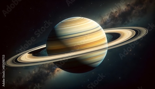 Saturn in Grandeur: A Wide View of the Ringed Planet in Deep Space