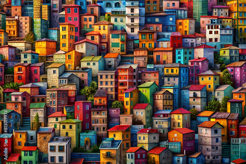 Surreal Cityscape with Fabric-Wrapped Buildings