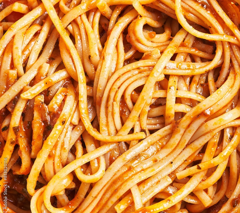 Close-up of spaghetti pasta in tomato sauce, perfect for italian cuisine themes. Close-up of spaghetti pasta in tomato sauce, perfect for italian cuisine themes.