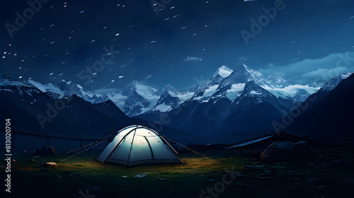 tent in the mountains.night outdoors  