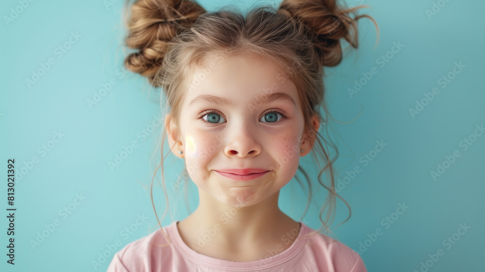 portrait cheeky girl making a funny face, set against a pastel background. This playful image conveys a sense of humor and mischief, perfect for adding a lighthearted touch to designs or messages. portrait cheeky girl making a funny face, set against a pastel background. This playful image conveys a sense of humor and mischief, perfect for adding a lighthearted touch to designs or messages.