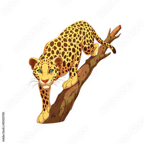 Charming Leopard Cartoon Its Spots Shimmer  Cartoon Illustration