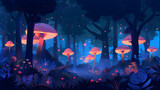 Nightfall in the Tropical Rainforest: Mysterious Life Illuminated by Bioluminescent Fungi
