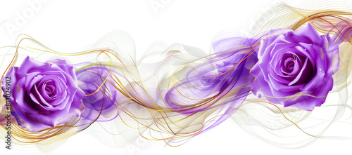 banner with background of purple or lilac flowers. fake flowers. Artificial purple or lilac roses