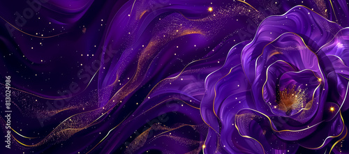 banner with background of purple or lilac flowers. fake flowers. Artificial purple or lilac roses