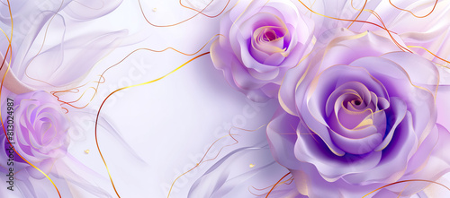 banner with background of purple or lilac flowers. fake flowers. Artificial purple or lilac roses