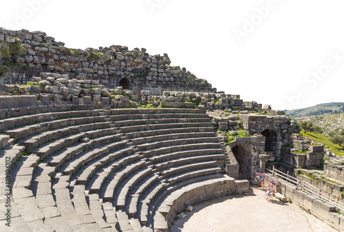 West Theatre of Umm Qais (Umm Qays)--is a town in northern Jordan near the site of the ancient town of Gadara, Jordan. On white background photo