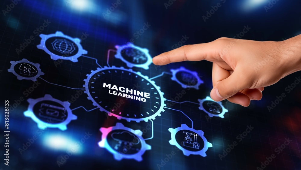 Machine learning concept. Text icon on Virtual screen Machine learning concept. Text icon on Virtual screen