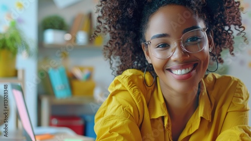 Smiling Woman with Fashionable Eyeglasses