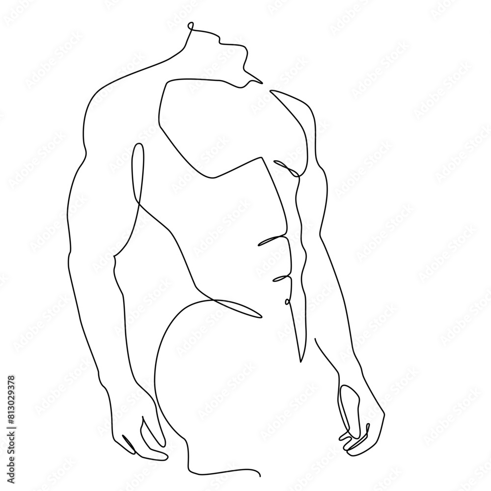 a male torso drawn in a single line. a male torso drawn in a single line.