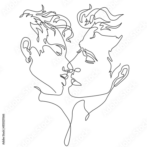 two guys kissing and hugging 