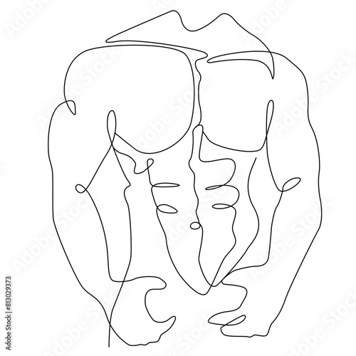 a male torso drawn in a single line.