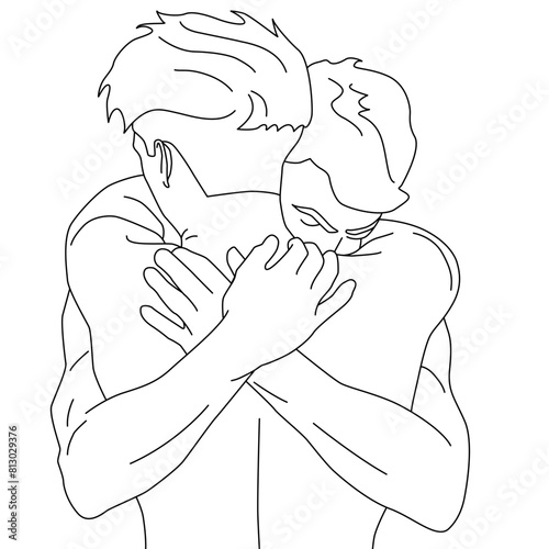 two guys kissing and hugging 