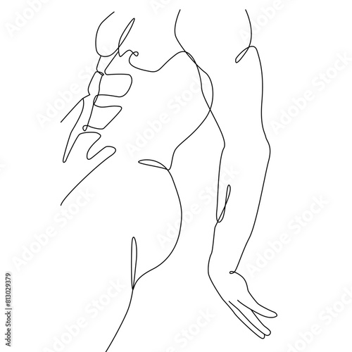 a male torso drawn in a single line.