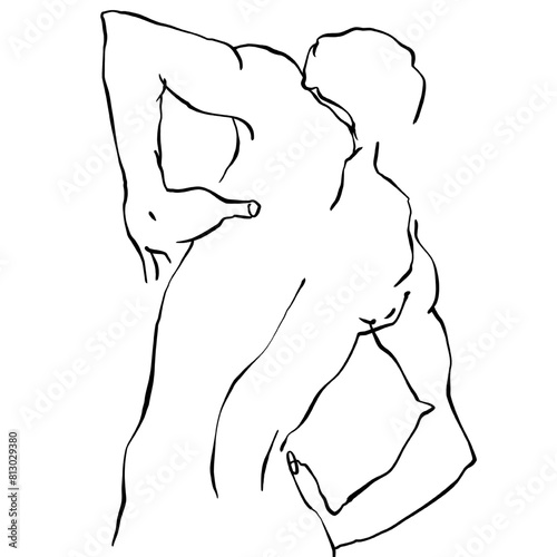 a male torso drawn in a single line.