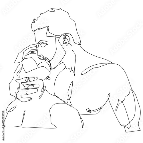 two guys kissing and hugging 