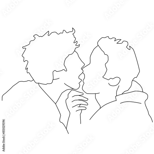 two guys kissing and hugging 