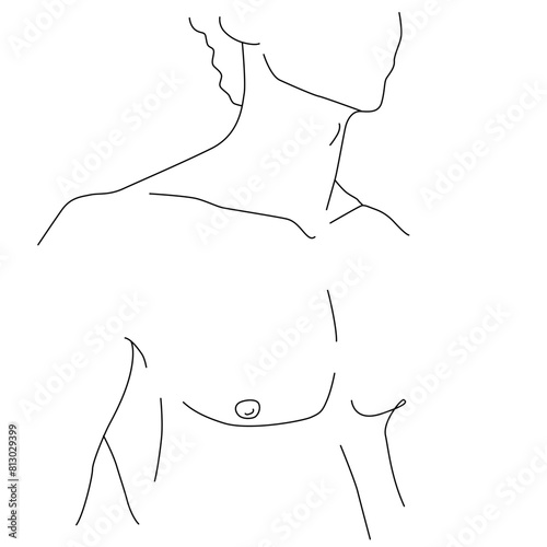 a male torso drawn in a single line.