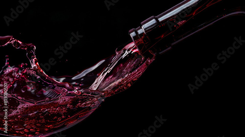 The Art of Wine Pouring, Discover the beauty and sophistication of wine through this stunning visual of red wine flowing into a glass, ideal for promoting wineries and upscale dining