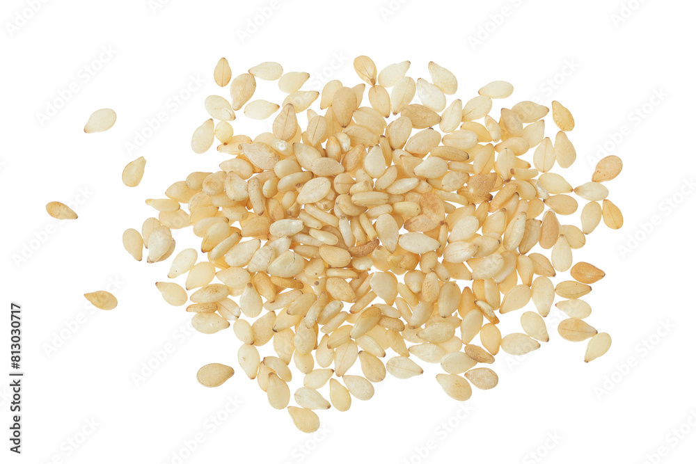 Sesame seeds isolated on white background. Top view. Flat lay Sesame seeds isolated on white background. Top view. Flat lay