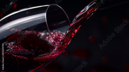 Savor Every Pour, Indulge in the luxurious world of wine with this image showcasing the precise pour of red wine, a symbol of quality and enjoyment for enthusiasts and connoisseurs alike photo