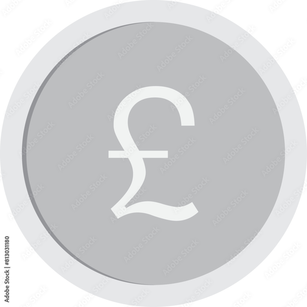 Silver coin with British pound sterling sign vector illustration. Transparent background Silver coin with British pound sterling sign vector illustration. Transparent background