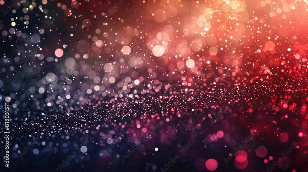 Abstract Background  Glittering Lights in Ruby Red, Platinum, and Ebony. Defocused Banner.