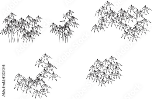 Vector sketch illustration design of plants and trees for completeness of the image