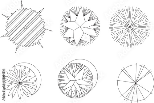 Vector sketch illustration design drawing layout of plants and trees for completeness of the image