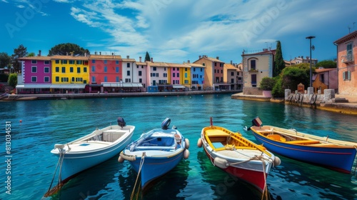 Colorful boats bobbing in the harbor