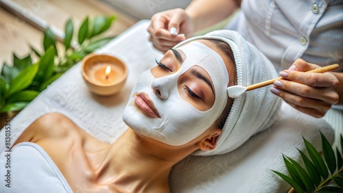 Facial Treatment or Mask Application: An image featuring a person applying a facial mask or undergoing a facial treatment, showcasing skincare rituals and promoting products for skin hydration 
