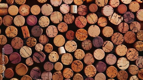 Artistic display of neatly arranged wine corks.