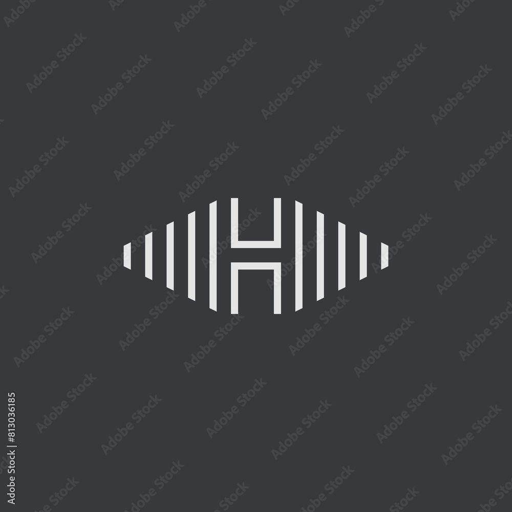 Letter H Logo Vector for Bussines or Branding, Luxury Gray, Minimal Style design for corporate sign. Initial H logo design template on dark background.