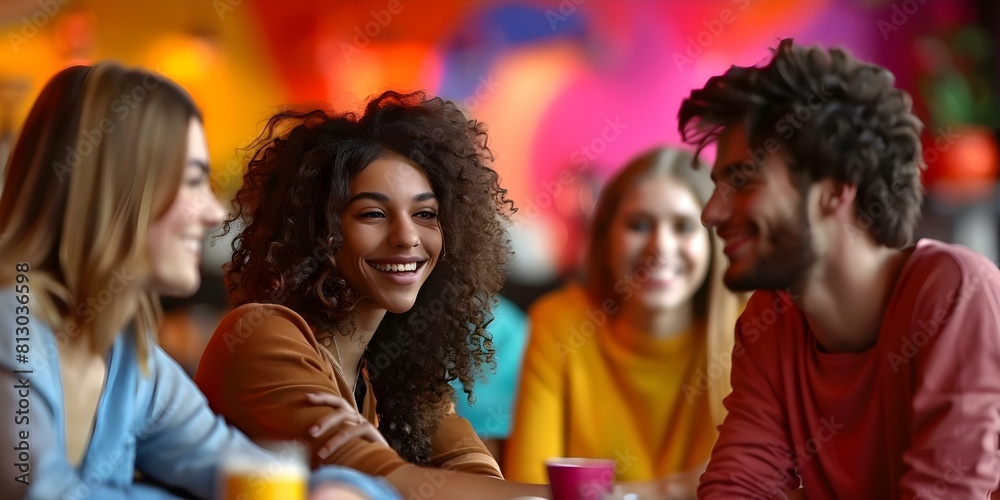 Friends socializing in a modern coffee shop with diverse lifestyles. Concept Friendship, Coffee Culture, Socializing, Diverse Lifestyles, Modern Coffee Shop Friends socializing in a modern coffee shop with diverse lifestyles. Concept Friendship, Coffee Culture, Socializing, Diverse Lifestyles, Modern Coffee Shop