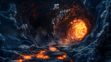Exploring the mysterious lava tubes and caves formed by flowing lava beneath the earth s surface   a photo realistic concept.