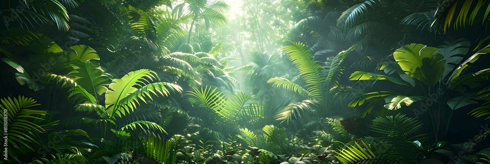 Lush Rainforest Undergrowth: Home to Diverse Plant Species in Tropical Ecosystem 140 characters