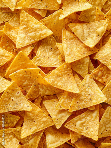 Crispy Tortilla Chip Mosaic Wallpaper with Ample Copy Space for Culinary or Graphic Design Usage