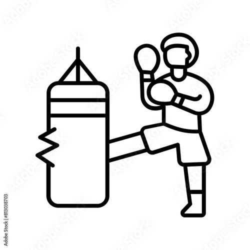 kicked the sand sack icon. outline icon