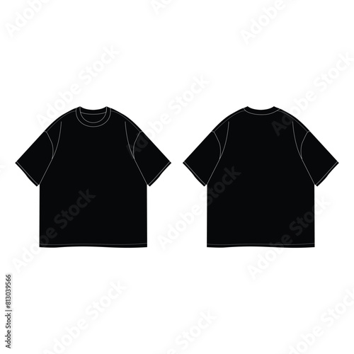 Template Design Modern Trend Black Tshirt Oversize Front and Back