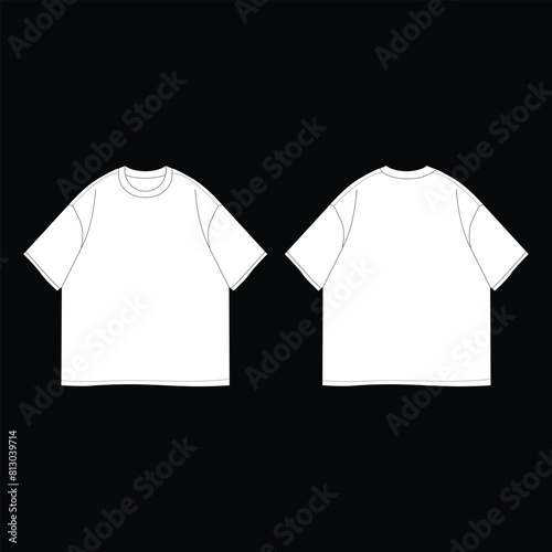 Template Design Modern Trend White Tshirt Oversize Front and Back