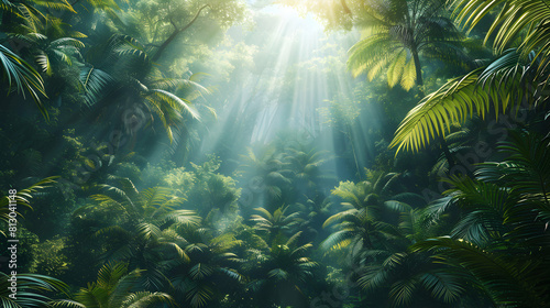 Vibrant Rainforest Canopy: A Photo Realistic Showcase of Tropical Biodiversity and Life in the Canopy © Gohgah
