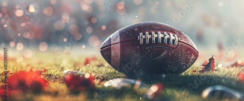 American Football Background With A Close-Up Of A Football Kicking Stand